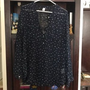 Sheer navy and white star blouse